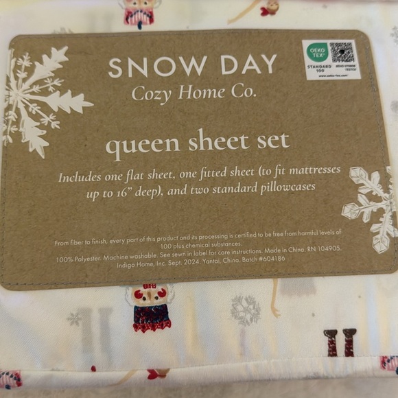 Snow day cozy home  QUEEN SIZE Nutcracker Christmas Sheet Set (Nutcracker Suite) - Picture 8 of 9